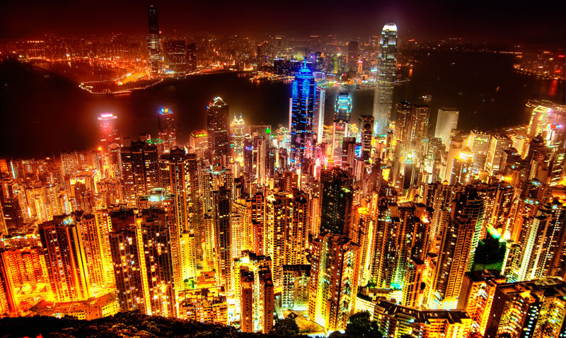 Hong Kong la nuit vue du Victoria Peak